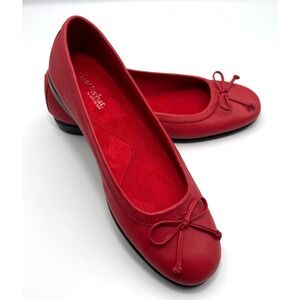 Aerosoles What's What Red Leather Ballet Flats Bow Slip On Women's 8